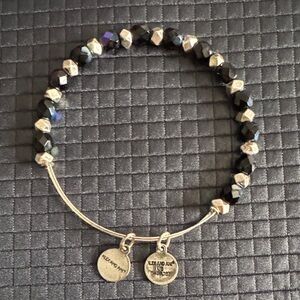Alex and Ani Elegant Black and Silver Beaded Bracelet